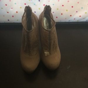 Tan Brown Stilettos with Lace